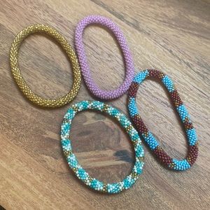 Four beaded bracelets